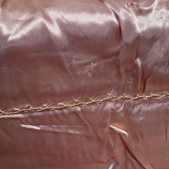 Vintage Handmade Crocheted Salmon Pink Cream Baby Blanket & Baby/Doll Dress - Picture 12 of 12